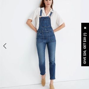 $148 Madewell Stovepipe Overalls NWT size M side zip Lorton wash